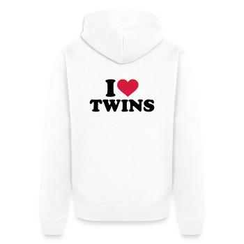 Zwillinge - Unisex Premium Bio Zip Hoodie - Weiß - Hinten - Thijin (182cm)