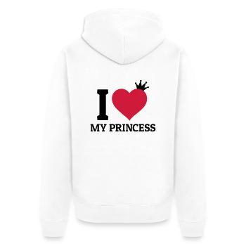 I love my Princess - Unisex Premium Bio Zip Hoodie - Weiß - Hinten - Thijin (182cm)