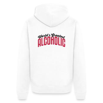 worlds greatest alcoholic 2col copy - Unisex Premium Organic Zip Hoodie - white - Back - Thijin (182cm)