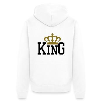 king krone design text logo cool - Unisex Premium Bio Zip Hoodie - Weiß - Hinten - Thijin (182cm)