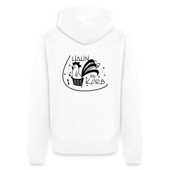 Hahn im Korb - Unisex Premium Bio Zip Hoodie - Weiß - Hinten - Thijin (182cm)