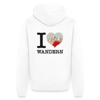 I Love Wandern - Unisex Premium Bio Zip Hoodie - Weiß - Hinten - Thijin (182cm)