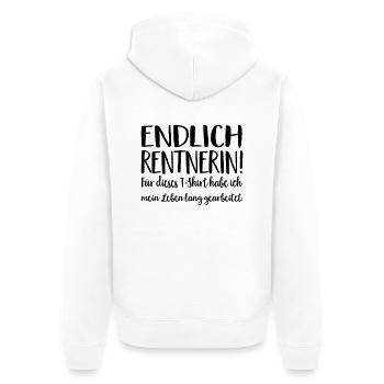 Rentnerin - Unisex Premium Bio Zip Hoodie - Weiß - Hinten - Thijin (182cm)