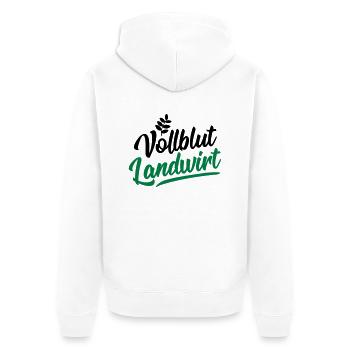 vollblut landwirt - Unisex Premium Bio Zip Hoodie - Weiß - Hinten - Thijin (182cm)