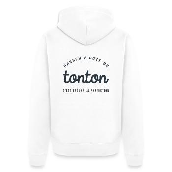 homme humour, humour, cadeau humoristique, tonton - Veste à capuche bio Premium Unisexe - blanc - Dos - Thijin (182cm)