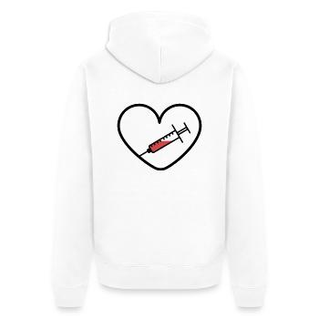 Impfstoff Virus Covid Herz Befürworter Design - Unisex Premium Bio Zip Hoodie - Weiß - Hinten - Thijin (182cm)
