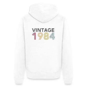 Jahrgang 1984 - Unisex Premium Bio Zip Hoodie - Weiß - Hinten - Thijin (182cm)