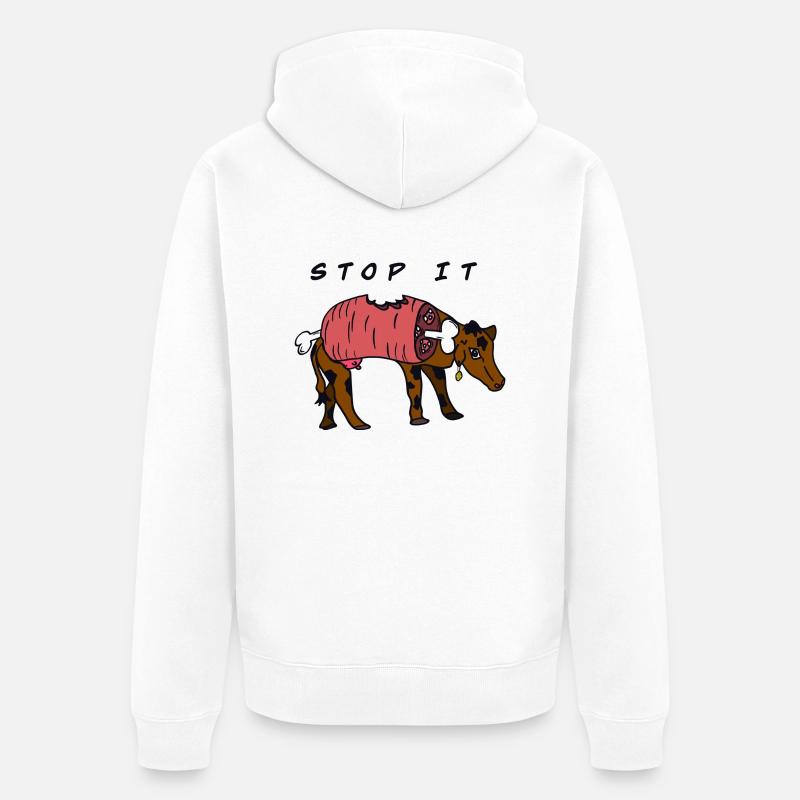 Stop IT COW - Veste à capuche bio Premium Unisexe - blanc