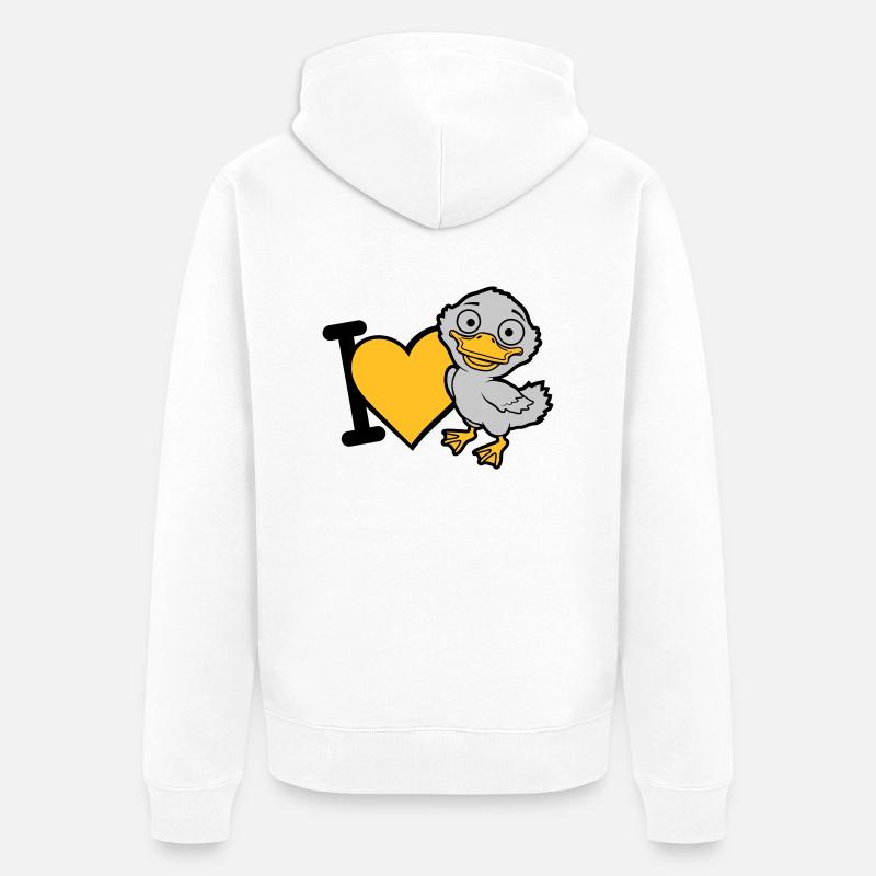 I Love Entenküken Comic - Unisex Premium Bio Zip Hoodie - Weiß