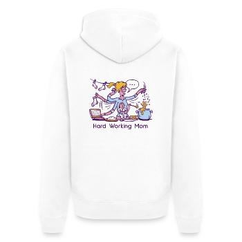 Maman qui travaille dur - Jack of all trades Mama - Veste à capuche bio Premium Unisexe - blanc - Dos - Thijin (182cm)