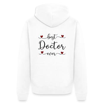 Arzt - Unisex Premium Bio Zip Hoodie - Weiß - Hinten - Thijin (182cm)