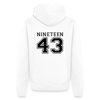 1943 - Unisex Premium Bio Zip Hoodie - Weiß - Hinten - Thijin (182cm)