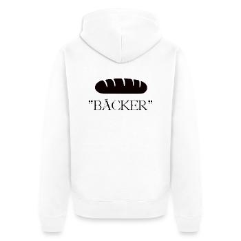 BASIC BÄCKER - Unisex Premium Bio Zip Hoodie - Weiß - Hinten - Thijin (182cm)