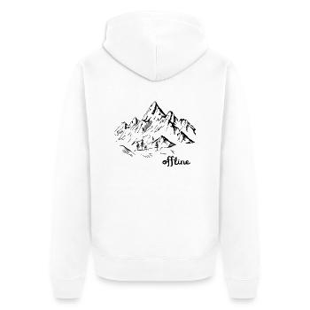 offline Berglandschaft Wandern - Unisex Premium Bio Zip Hoodie - Weiß - Hinten - Thijin (182cm)