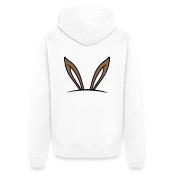Hase Hasenohren Loch versteckt Tasche lustig süß - Unisex Premium Bio Zip Hoodie - Weiß - Hinten - Thijin (182cm)