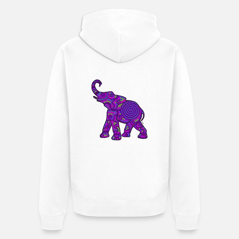 Elephant / Elephant - Violet - Veste à capuche bio Premium Unisexe - blanc