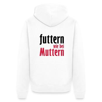 futtern wie bei muttern - Unisex Premium Bio Zip Hoodie - Weiß - Hinten - Thijin (182cm)