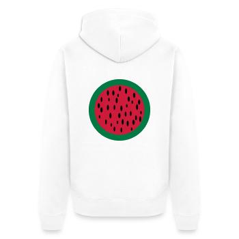 melone - Unisex Premium Bio Zip Hoodie - Weiß - Hinten - Thijin (182cm)