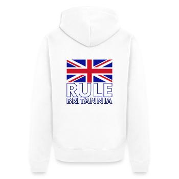 Rule Britannia - Unisex Premium Organic Zip Hoodie - white - Back - Thijin (182cm)