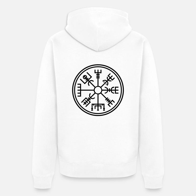 Vegsvisir - der Wikinger "Kompass" - Unisex Premium Bio Zip Hoodie - Weiß