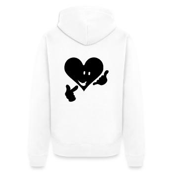 Ruf an mein Herz / call me, my heart (1c) - Unisex Premium Bio Zip Hoodie - Weiß - Hinten - Thijin (182cm)