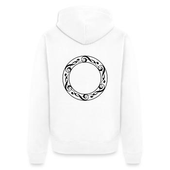 Music notes violin clef frame YOUR TEXT - Unisex Premium Bio Zip Hoodie - Weiß - Hinten - Thijin (182cm)