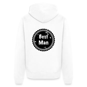 Badge03 Best Man Bräutigam - Unisex Premium Bio Zip Hoodie - Weiß - Hinten - Thijin (182cm)