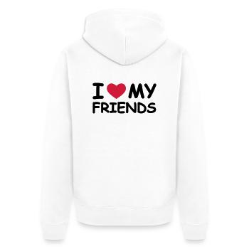 I Love My Friends - Unisex Premium Bio Zip Hoodie - Weiß - Hinten - Thijin (182cm)