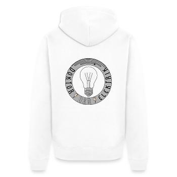 Doktor der Elektrik - Unisex Premium Bio Zip Hoodie - Weiß - Hinten - Thijin (182cm)