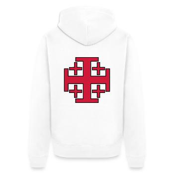 Tempelritter Kreuzfahrer - Unisex Premium Bio Zip Hoodie - Weiß - Hinten - Thijin (182cm)