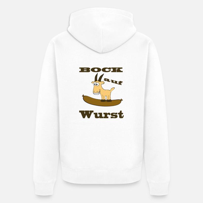 Comic Bock - Bock auf Wurst - Unisex Premium Bio Zip Hoodie - Weiß