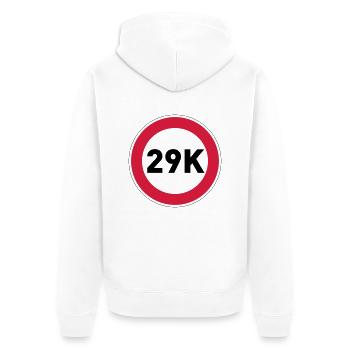 29K 40. Geburtstag - Unisex Premium Bio Zip Hoodie - Weiß - Hinten - Thijin (182cm)