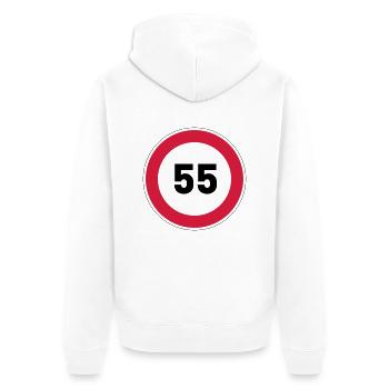 55, 55. Geburtstag - Unisex Premium Bio Zip Hoodie - Weiß - Hinten - Thijin (182cm)