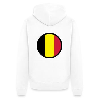 Im Zeichen von Belgien - Unisex Premium Bio Zip Hoodie - Weiß - Hinten - Thijin (182cm)