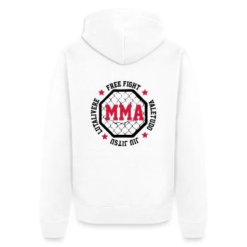 MMA - Unisex Premium Bio Zip Hoodie - Weiß - Hinten - Thijin (182cm)
