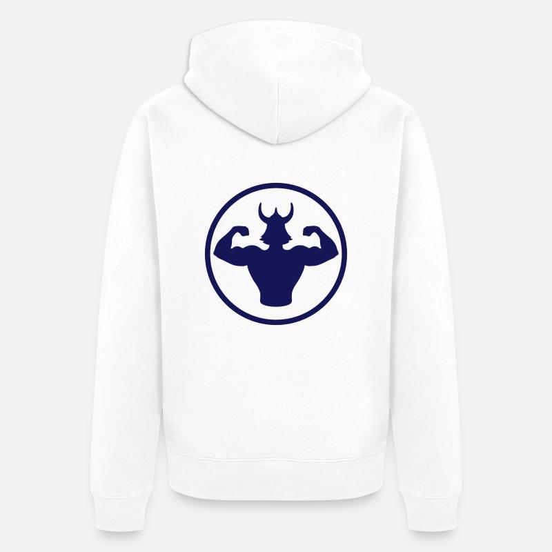 wikinger_bodybuilder_1 - Unisex Premium Bio Zip Hoodie - Weiß