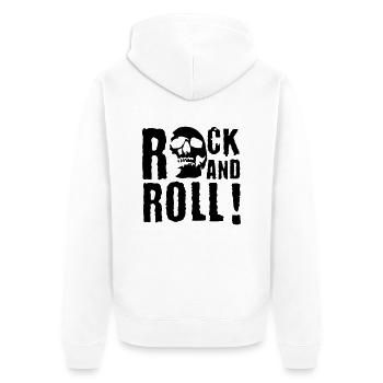 rock_and_roll_d_1c - Unisex Premium Bio Zip Hoodie - Weiß - Hinten - Thijin (182cm)