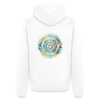 Music Circle Blau Gelb - Unisex Premium Bio Zip Hoodie - Weiß - Hinten - Thijin (182cm)