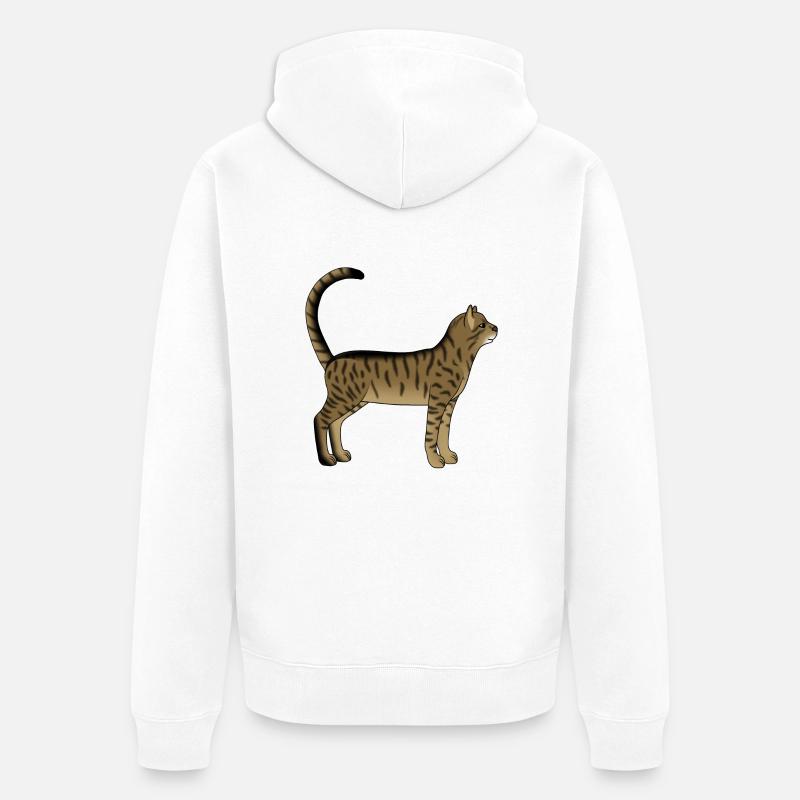 Chat rayé est - Veste à capuche bio Premium Unisexe - blanc