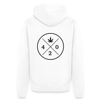 420 - THC Kiffer Cannabis Weed Stoner - Unisex Premium Organic Zip Hoodie - white - Back - Thijin (182cm)