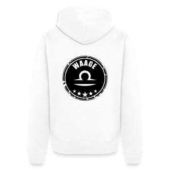 Sternzeichen Waage - Unisex Premium Bio Zip Hoodie - Weiß - Hinten - Thijin (182cm)