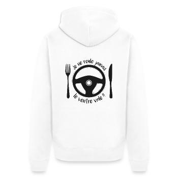 Jamais le ventre vide - Veste à capuche bio Premium Unisexe - blanc - Dos - Thijin (182cm)