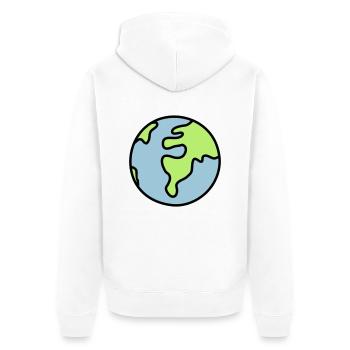 Globus - Welt - Unisex Premium Bio Zip Hoodie - Weiß - Hinten - Thijin (182cm)