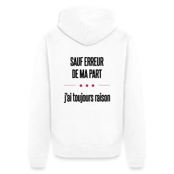 sauf erreur - Veste à capuche bio Premium Unisexe - blanc - Dos - Thijin (182cm)