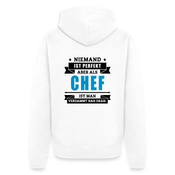 Funshirt Chef - Unisex Premium Bio Zip Hoodie - Weiß - Hinten - Thijin (182cm)