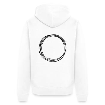 Ring Kreis Circle Zirkel 1 - Unisex Premium Bio Zip Hoodie - Weiß - Hinten - Thijin (182cm)