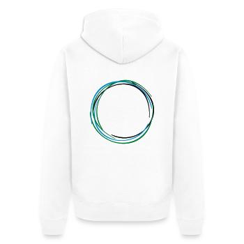 Ring Kreis Circle Zirkel 3 - Unisex Premium Bio Zip Hoodie - Weiß - Hinten - Thijin (182cm)