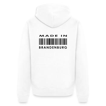 Made in Brandenburg - Unisex Premium Bio Zip Hoodie - Weiß - Hinten - Thijin (182cm)