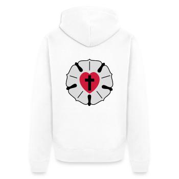 Luther - Unisex Premium Bio Zip Hoodie - Weiß - Hinten - Thijin (182cm)