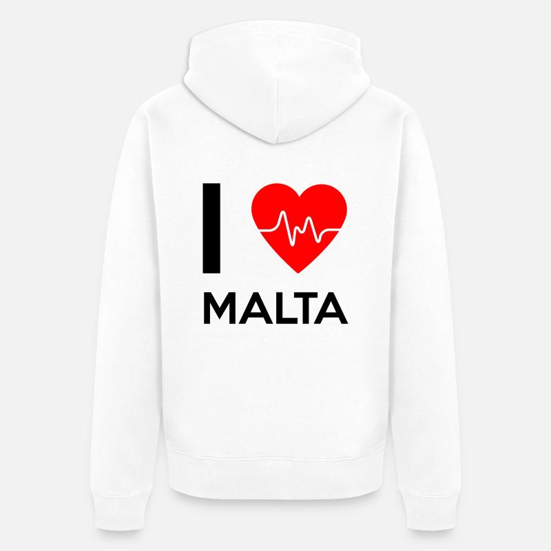 J'aime Malte - I Love Malte - Veste à capuche bio Premium Unisexe - blanc